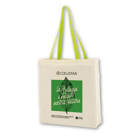 Promotion Custom Printed Cotton Bags 38x42cm With Colored Handles